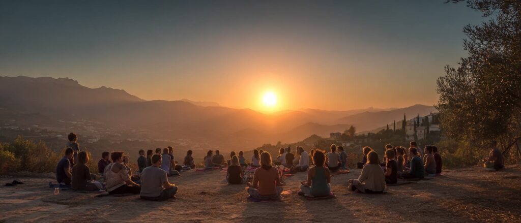 Meditación grupal retiro espiritual Granada comunidad